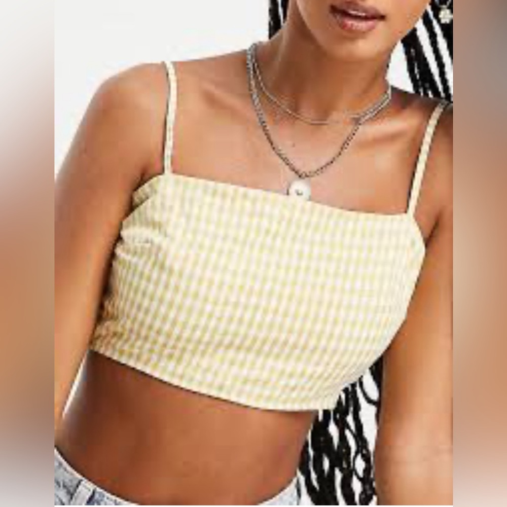 forever 21 women's gold and white crop-top